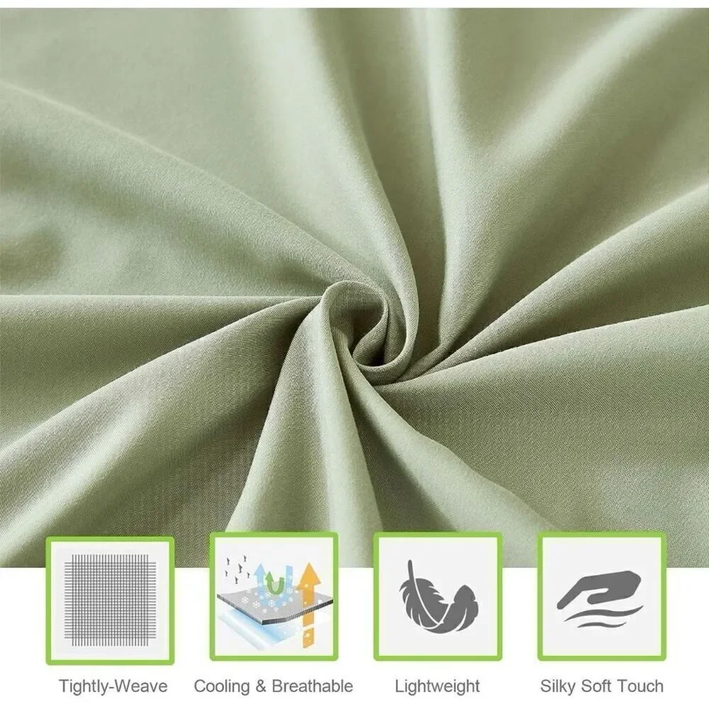 NWT At Home Gorgeous King Green Sage 4 Pc Soft Wrinkle Free microfiber Sheet Set
